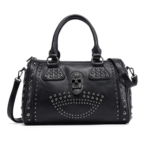 Large Capacity  Skeleton  Boston Bag With Silver Rivet front