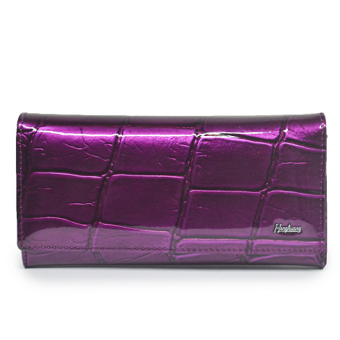 Genuine Leather Women Long Wallets purple