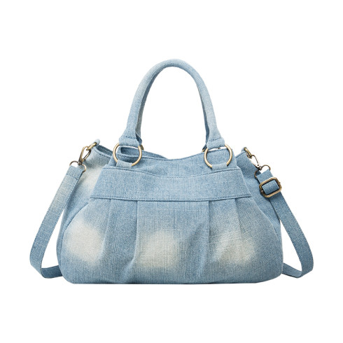 Large Capacity Jeans Tote Bag light blue