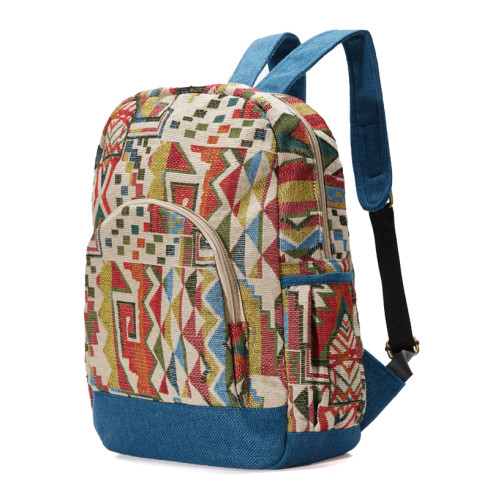 Women Bohemian Style Bacpacks Large Capacity Daypack  blue