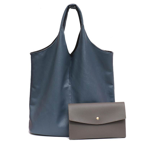 Women Large Capacity Tote Bag with Wallet blue