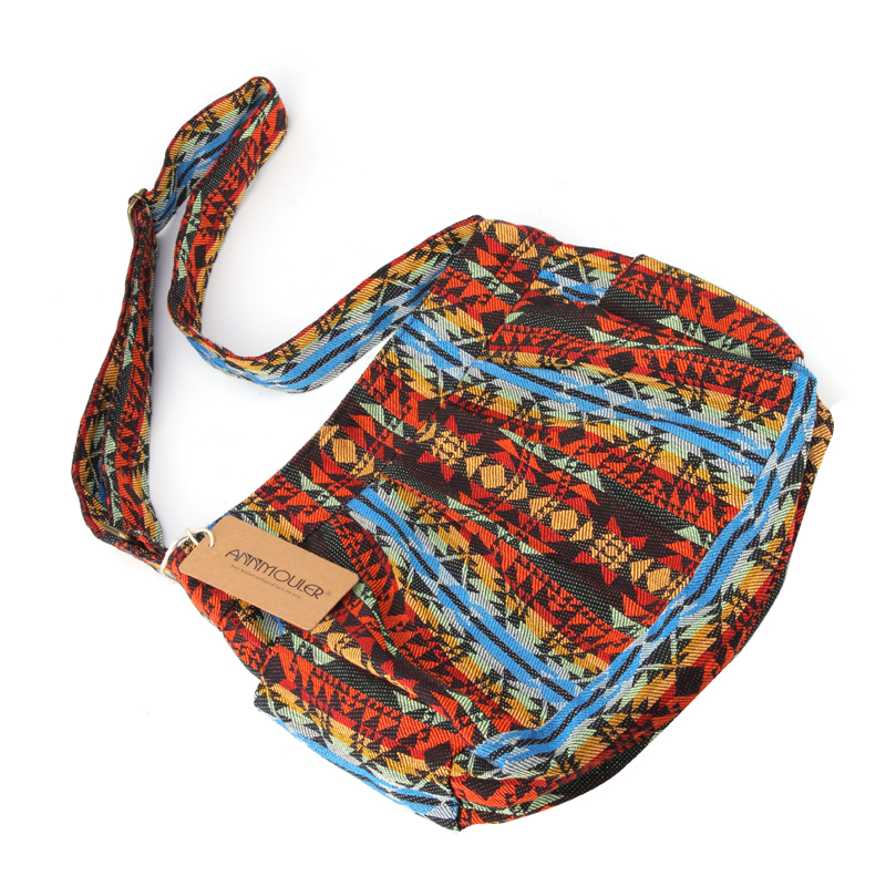 Large Capacity Vintage Hobo Style  Bag  dark multicolor