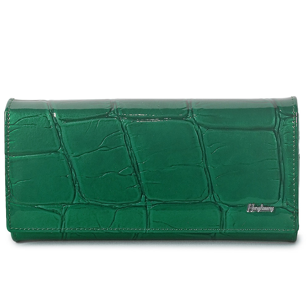 Genuine Leather Women Long Wallets green