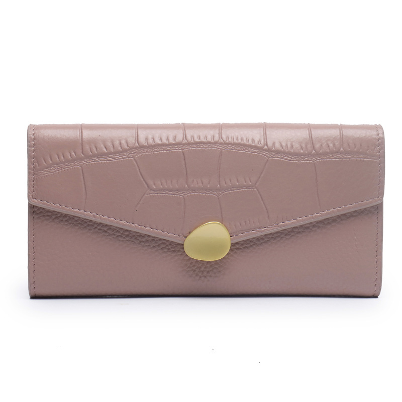 Alligator Women Genuine Leather Wallet Long BiFold  pink