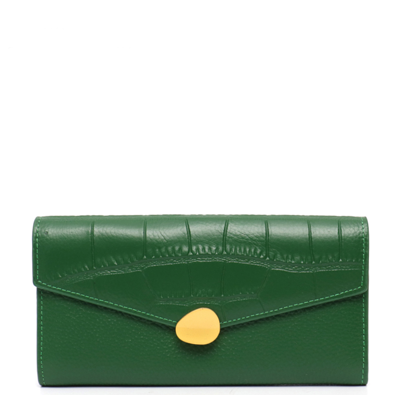 Alligator Women Genuine Leather Wallet Long BiFold  green