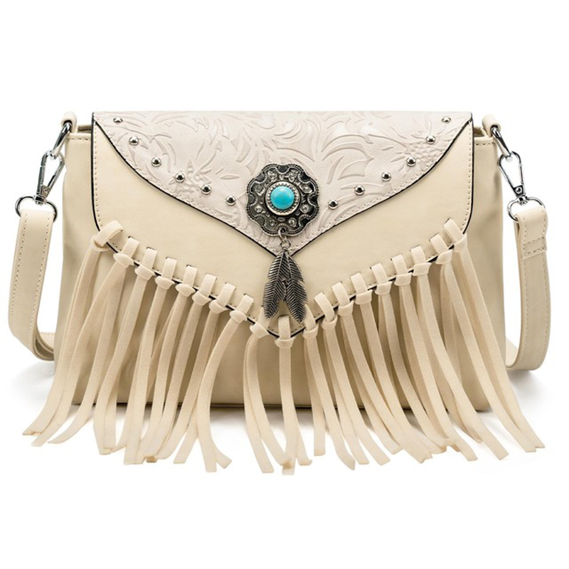 Women Western  Purse Vintage Crossbody Bag beige